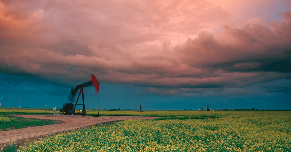 crude oil being pumped from field
